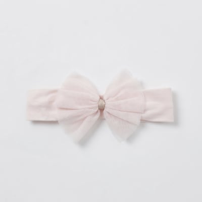 Baby girls pink mesh bow headband River Island