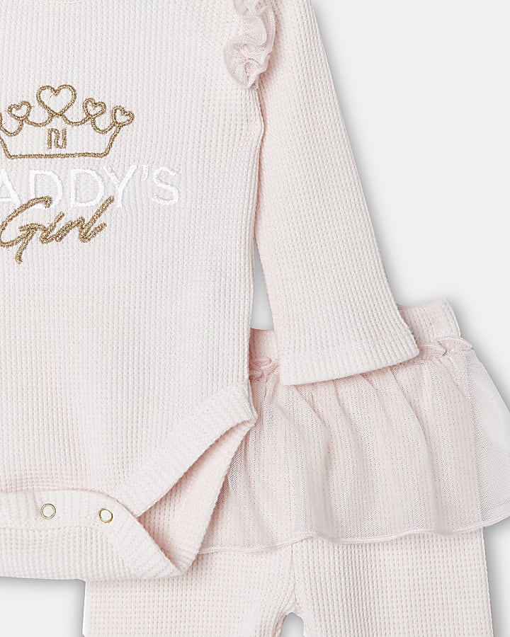 Baby girls pink mesh peplum outfit