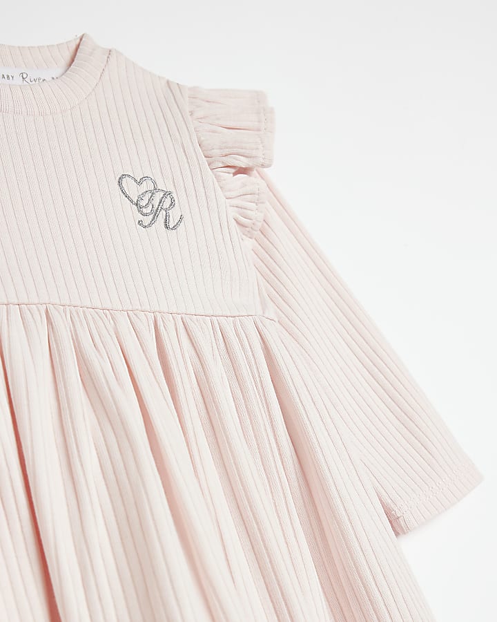 Baby Girls Pink Organic Long Sleeve Dress