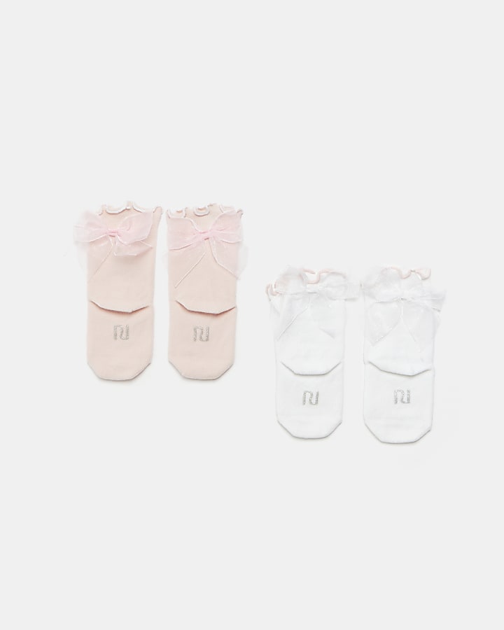Baby girls organza bow socks 2 pack River Island Clothing Underwear Socks 