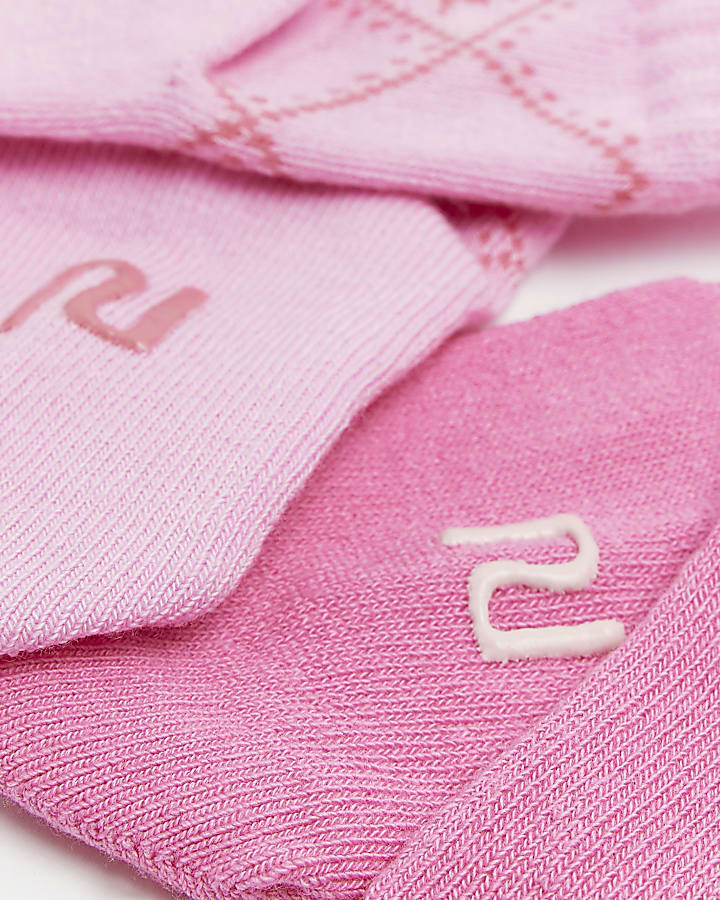 Baby girls pink RI check socks 2 pack