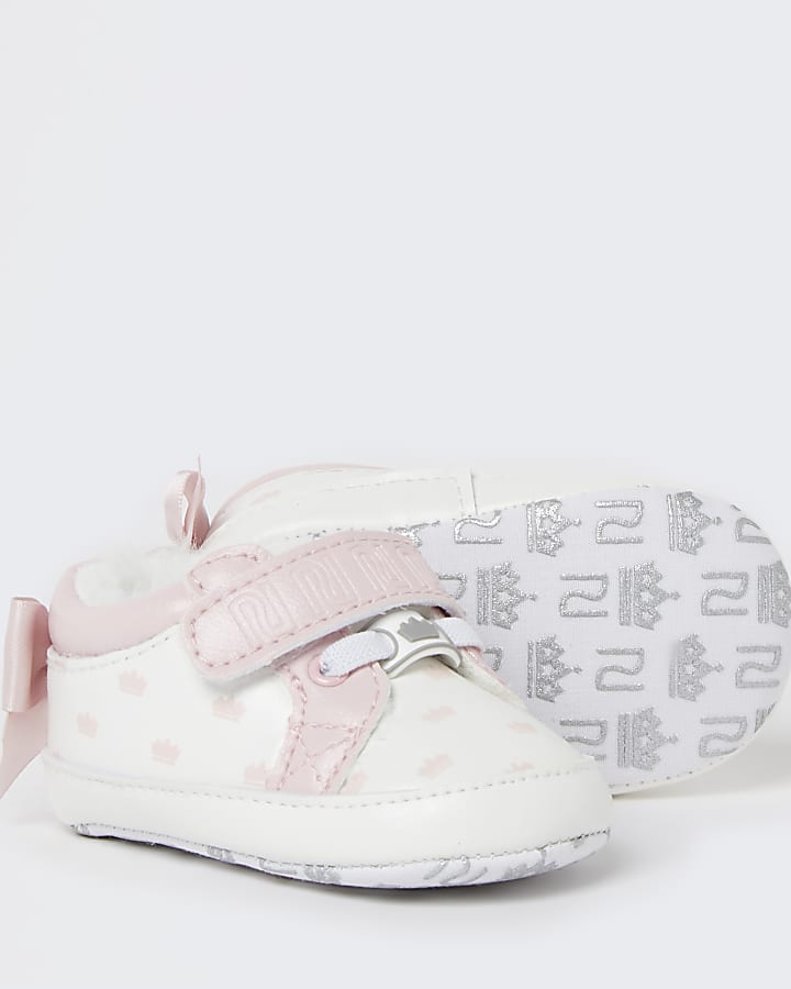 Baby girls pink RI crown trainers