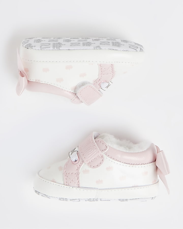 Baby girls pink RI crown trainers