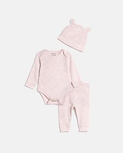Baby girls Pink RI Monogram babygrow Set