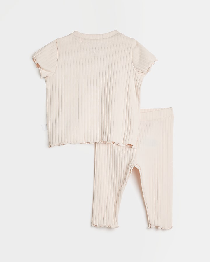 Baby girls pink RI ribbed outfit