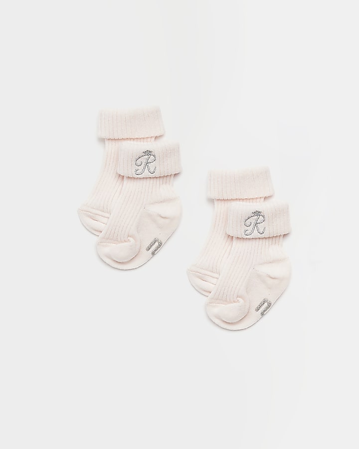 Baby girls pink RI socks 2 pack