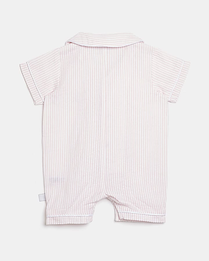 Baby girls pink RI stripe pyjama romper