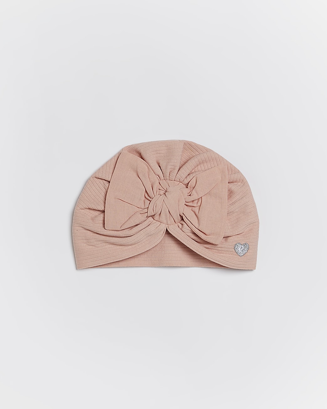 Baby girls pink rib bow turban