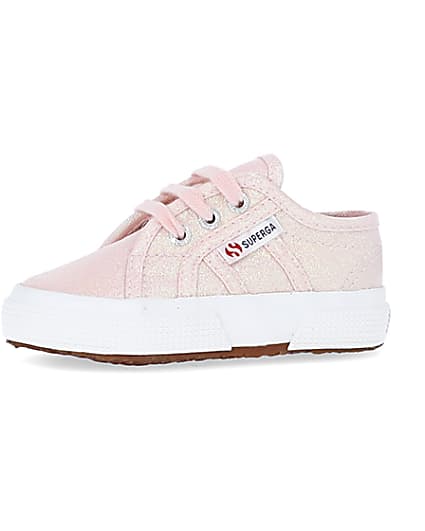 360 degree animation of product Baby Girls Pink Superga Lace up Trainers frame-2