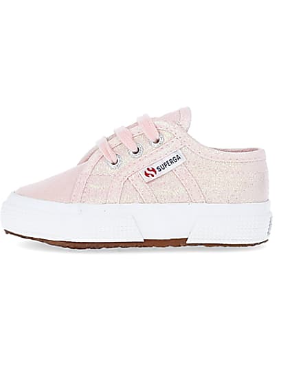 360 degree animation of product Baby Girls Pink Superga Lace up Trainers frame-3