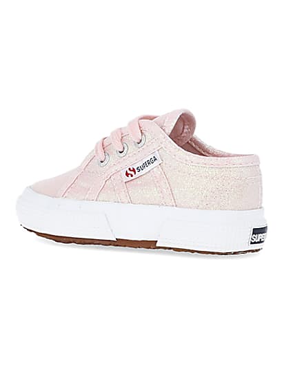 360 degree animation of product Baby Girls Pink Superga Lace up Trainers frame-5