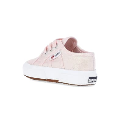 360 degree animation of product Baby Girls Pink Superga Lace up Trainers frame-6