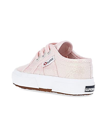 360 degree animation of product Baby Girls Pink Superga Lace up Trainers frame-6