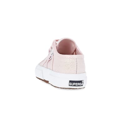360 degree animation of product Baby Girls Pink Superga Lace up Trainers frame-8