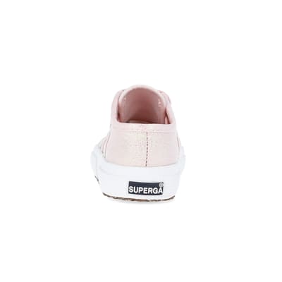 360 degree animation of product Baby Girls Pink Superga Lace up Trainers frame-9