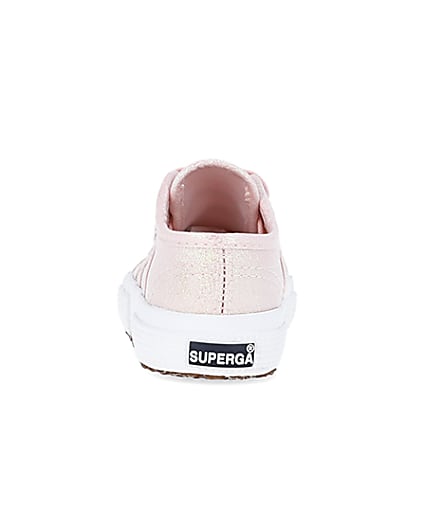360 degree animation of product Baby Girls Pink Superga Lace up Trainers frame-9