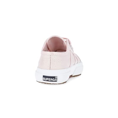 360 degree animation of product Baby Girls Pink Superga Lace up Trainers frame-10