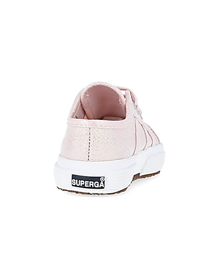 360 degree animation of product Baby Girls Pink Superga Lace up Trainers frame-10