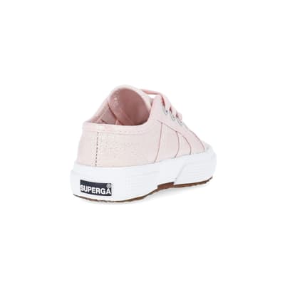 360 degree animation of product Baby Girls Pink Superga Lace up Trainers frame-11