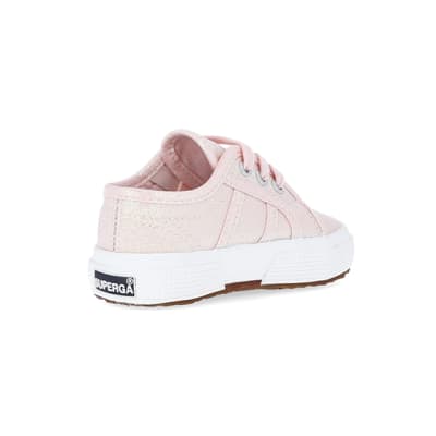 360 degree animation of product Baby Girls Pink Superga Lace up Trainers frame-12