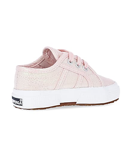 360 degree animation of product Baby Girls Pink Superga Lace up Trainers frame-13