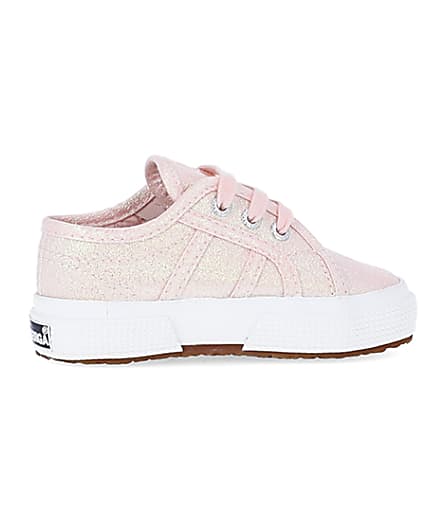 360 degree animation of product Baby Girls Pink Superga Lace up Trainers frame-14