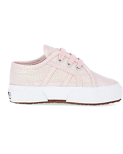 360 degree animation of product Baby Girls Pink Superga Lace up Trainers frame-15