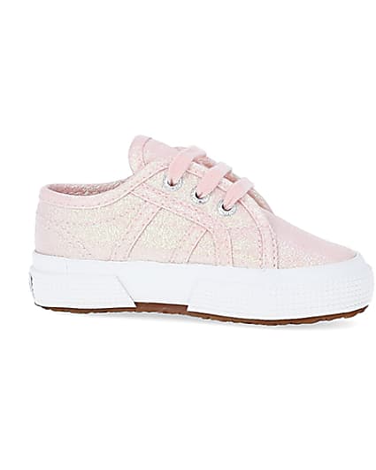 360 degree animation of product Baby Girls Pink Superga Lace up Trainers frame-16