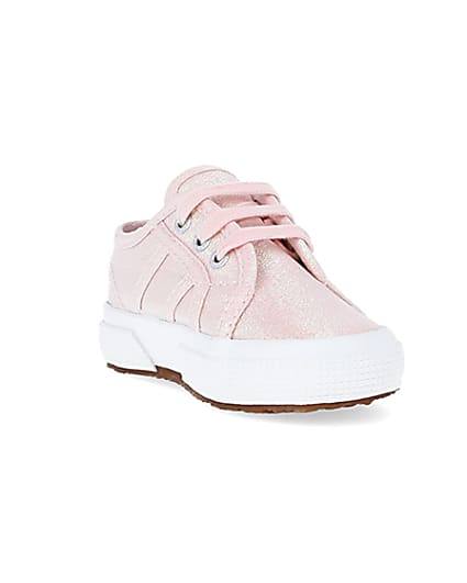 360 degree animation of product Baby Girls Pink Superga Lace up Trainers frame-19