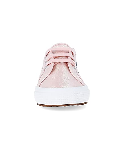 360 degree animation of product Baby Girls Pink Superga Lace up Trainers frame-21