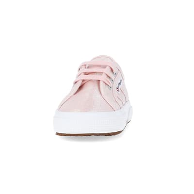 360 degree animation of product Baby Girls Pink Superga Lace up Trainers frame-22