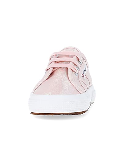 360 degree animation of product Baby Girls Pink Superga Lace up Trainers frame-22
