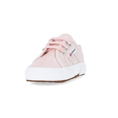 360 degree animation of product Baby Girls Pink Superga Lace up Trainers frame-23