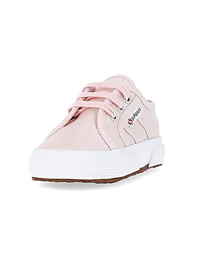 360 degree animation of product Baby Girls Pink Superga Lace up Trainers frame-23