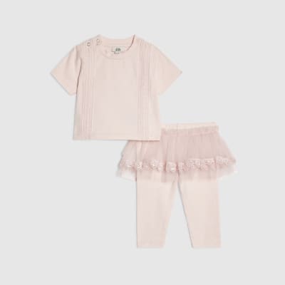 Baby Girls Pink Tulle Leggings Set