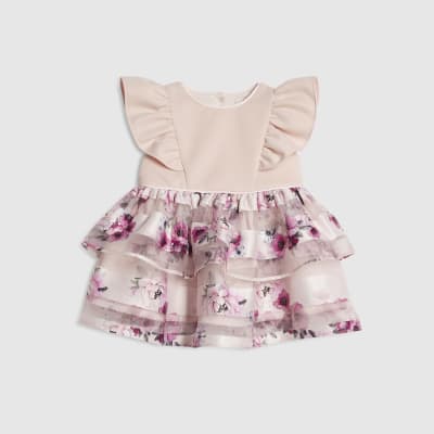 Baby Girls Purple Floral Tiered Dress
