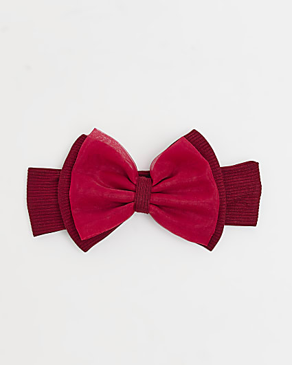 Baby girls red bow headband