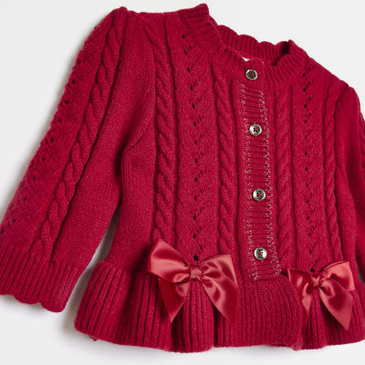 Baby Girls Red Bow Peplum Cardigan River Island