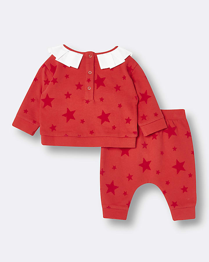 Baby girls red 'Santa Baby' star print outfit