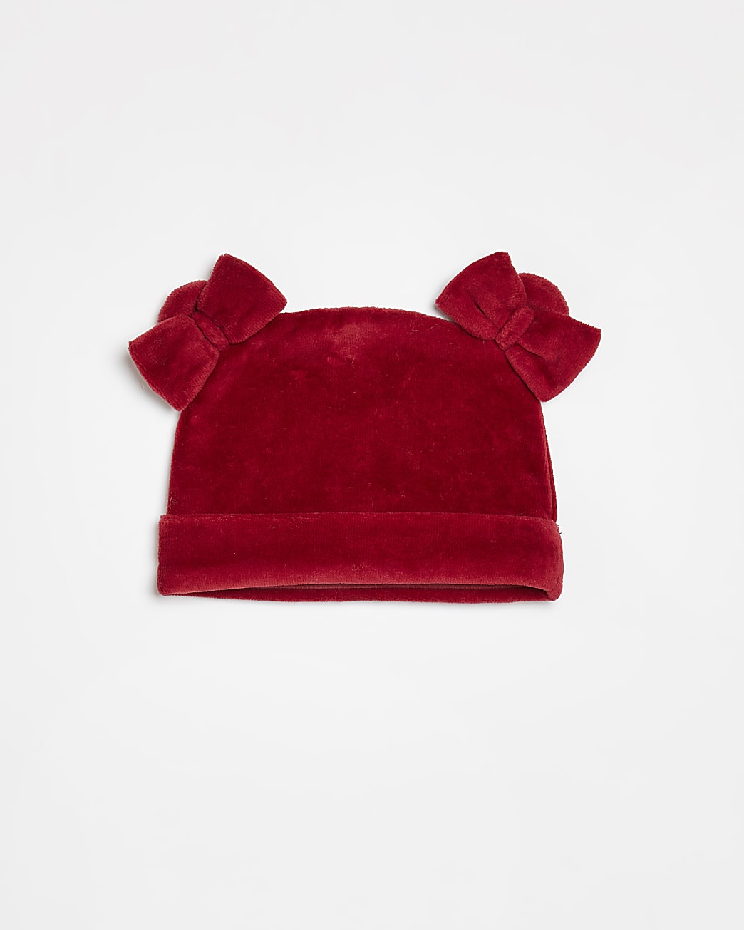 Baby girls red velvet bow hat