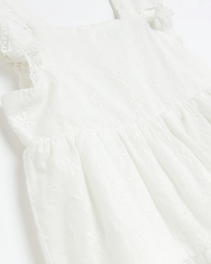 Baby girls White Broderie Tiered top set