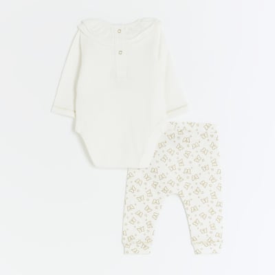 Baby girls White Butterfly Leggings Set River Island