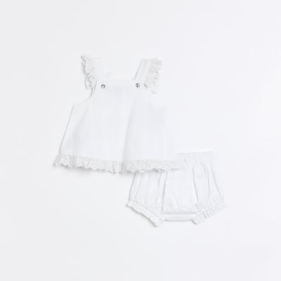 Baby girls white Embroidered cami Set River Island