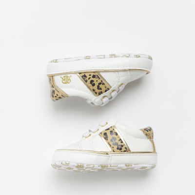 leopard and white trainers