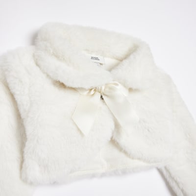 BABY GIRLS White Occasion Faux Fur Bolero River Island