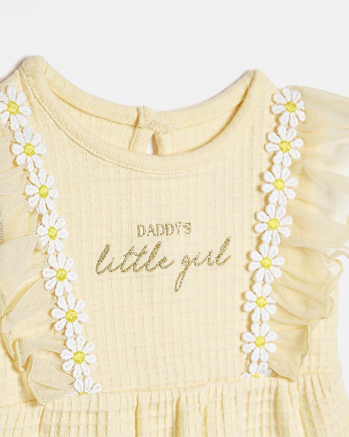 Baby girls yellow daisy frill romper