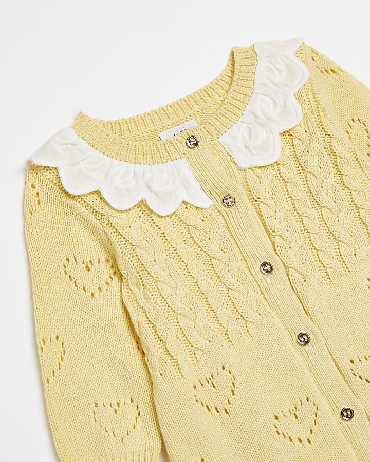 Baby girls yellow frill knit bodysuit