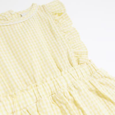Baby girls yellow gingham frill romper