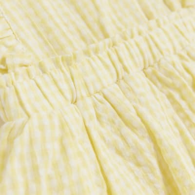 Baby girls yellow gingham frill romper