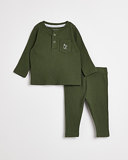 Baby Green Rib Top and Leggings Outfit